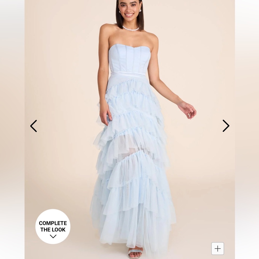 Light blue Strapless Bustier Ball Gown
